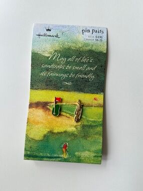 Hallmark Golf Pin Pairs NEW Metal Pinback Set Of 2 Hat Cap Visor Clubs Green
